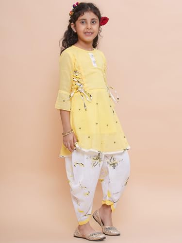 Image of Blushup Girls Floral Printed Rayon Ethnic Wear Kurti and Dhoti Set