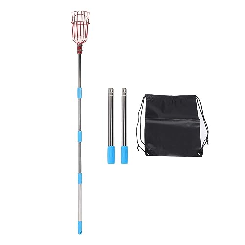 Fruits Catcher Tree Picker, Stainless Steel Fruit Picker with Basket, Firm Grip Orange Picker Pole, Lightweight Fruit Picking Tool for Mango, Lemon, Avocado, Persimmons (6