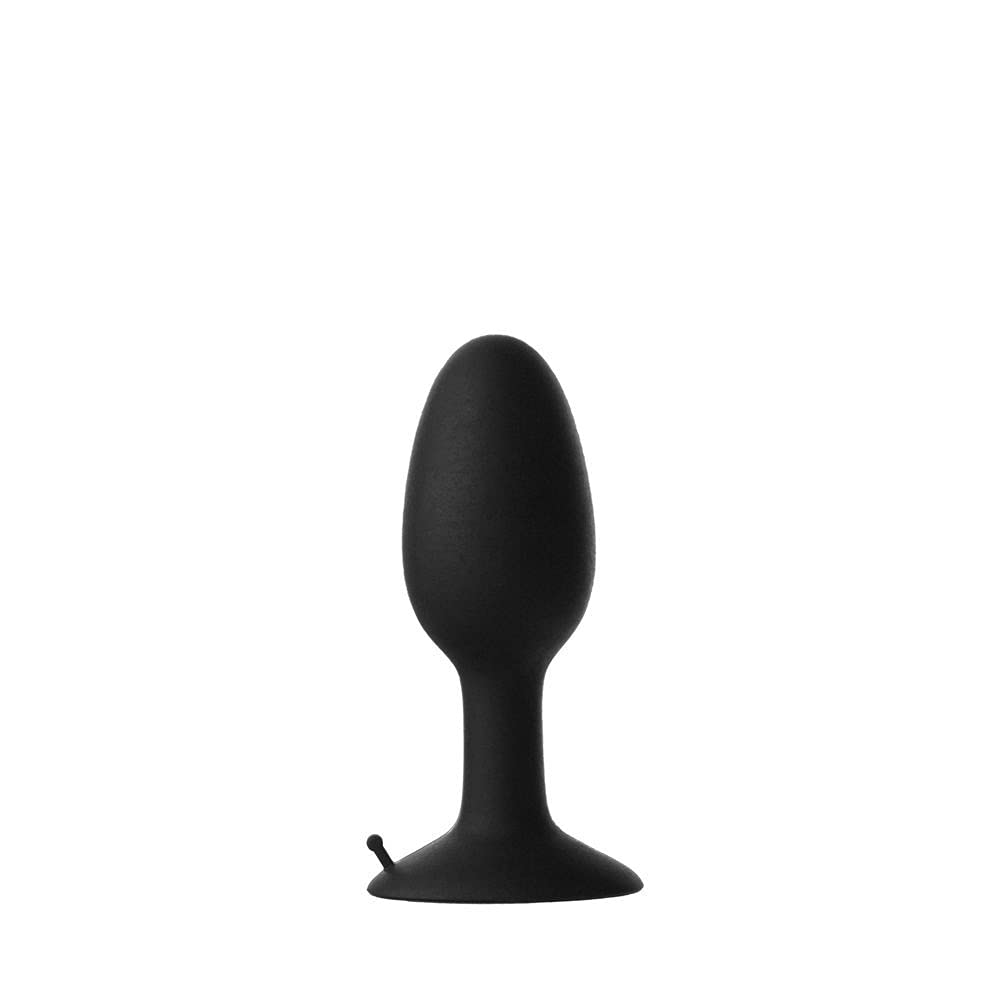 Prowler Weighted Silicone Small Butt Plug with Internal Oscillating Ball for Added Intense Pleasure in Black - 3.5 Inches Insertable Length, 11cm Girth - by Prowler