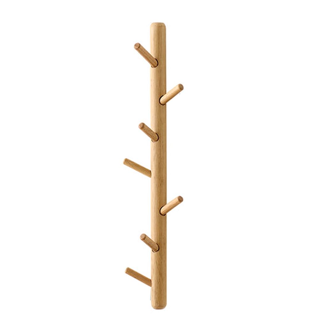 ZHOUXIAO Solid Wood Vertical Coat Rack Wall Mount,Branch Shape Coat Hooks Hanger 70cm