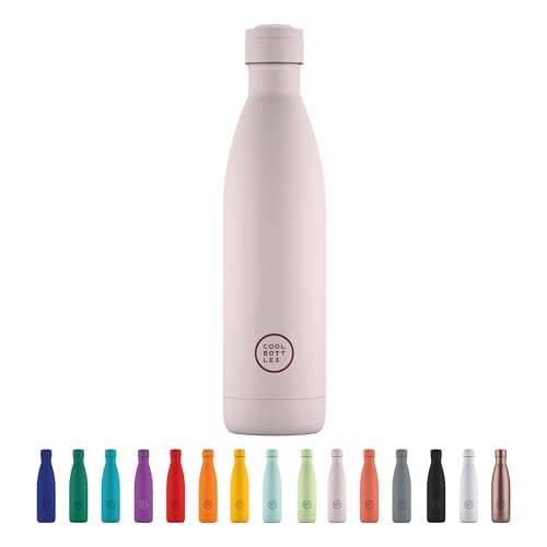 Cool Bottles - Botella de Agua de Acero Inoxidable - 750ml - Pastel Pink - 26,5 x 7 cm - Botella Térmica Hermética - Bebidas frías 36 horas y calientes 18 horas - Triple-Cool Technology - Sin BPA