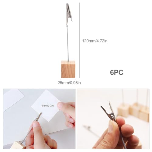 Fotohalter Holz mit Klammern,Memo Clip Halter Postkartenhalter Holz,Postkartenständer,Tischkartenhalter Fotohalter,für Büro,Hochzeit,Zuhause,Postkarte,Foto,Memo-Dekoration,6 Stück