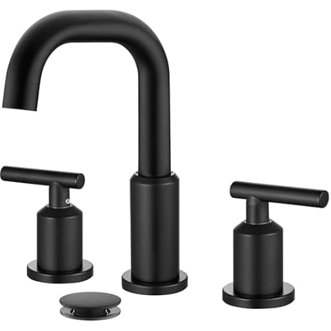 gotonovo 8 Inch Widespread Bathroom Sink Faucet 3 Hole 2 Handles Lavatory Basin with Pop Up Drain with Hot and Cold Mixer Valves Vintage Matte Black Cover