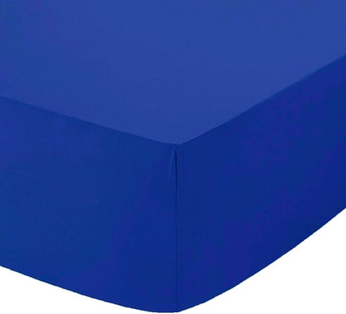 Home Harmony Percale 4ft Small Double Fitted Sheet, Plain Dyed Easy Iron Extra Deep 16" (40cm) (Royal Blue)