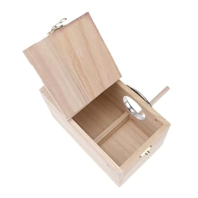 TOGEVAL Wooden Bird Parrot Holder Small Nesting Box with Clear View Window Wind Resistant Bird House for Songbirds Finches Breeding Organizer for Outdoor Observation