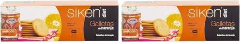 Siken Diet - Galletas Sabor Naranja, Rica en Proteínas - Caja con 3 sobres de 5 galletas, 112.5 g (Paquete de 2)