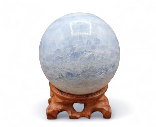 jewels Large Blue Calcite Crystal Sphere ball natural healing gem...