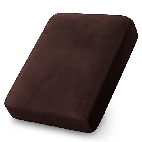 PrinceDeco Couch Cushion Cover Cushion Slipcover for Chair Sofa Cushion Furniture Protector Seat Cushion Sofa Cover for Dog Pet Kid with Elastic Straps Width Up to 29.5", Brown