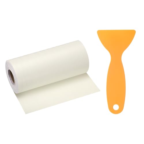 Image of HARFINGTON Wood Grain Repair Tape 4 Inch x 33ft Self Adhesive Repair Patch Tape Simulated Wooden Floor Tapes with Plastic Scraper for Tables Doors Windows Furniture, Beige Wood