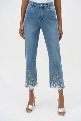 Women's Stretch Straight Crop Jeans with Embroidery3