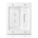 Wall Cable Concealer Kit, in Wall Cable Management Kit for TV, Recessed Outlet with Cable Management Box, in Wall Power Kit Hides TV Cords and Cables, Fits All Plugs, White