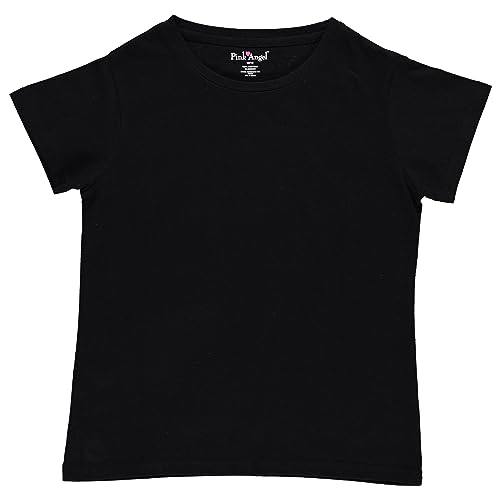 Image of Pink Angel Girls' 8-Pack Cotton T-Shirts - Crew Neck Short Sleeve Tees, Solid Color Multipack, Sizes 4-16