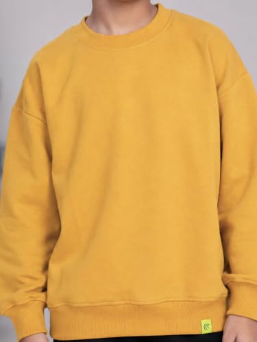 Image of KiddoPanti Boys Solid Round Neck Full Sleeve Fleece Sweatshirt | 60% Cotton 40% Polyester | Soft Warm Winter Pullover | Ribbed Cuffs & Hem | Casual Winter Sweatshirt for Kids