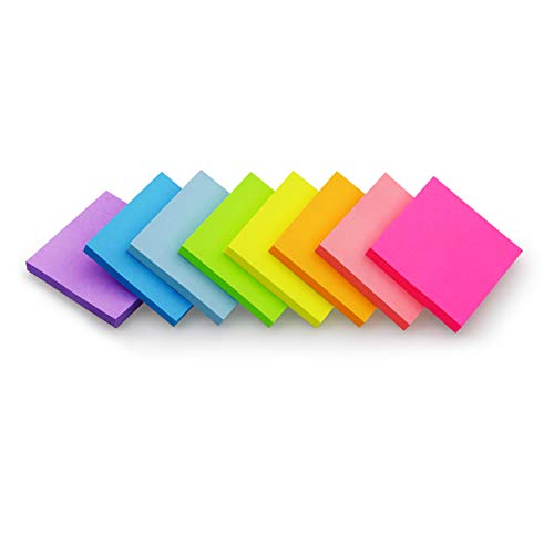 Sticky Notes 2x2 inch Bright Colors Self-Stick Pads 24 Pads/Pack 60 Sheets/Pad Total 1440 Sheets