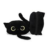 EVOLVEOVER Black Cat Car Headrest Pillow Neck Support Plush Cushion for Driving Seat (2 pcs)