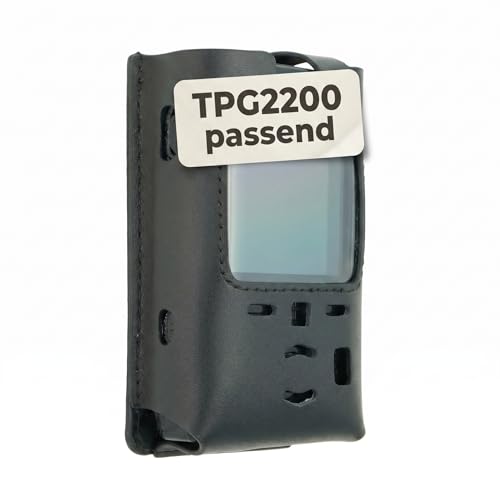 caseroxx Kunstleder-Tragetasche für Motorola TPG2200 Tetra-Pager – mit Sichtfenster, Gürtelclip & USB-C Ladeöffnung, schwarz