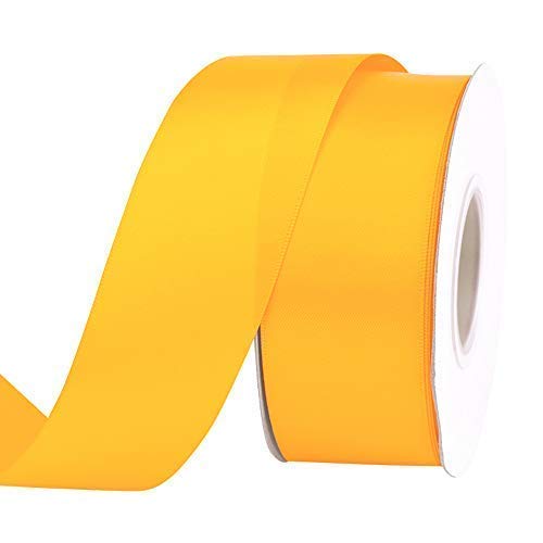 Ribest Yellow Double Faced Satin Ribbon, 1-1/2 Inch Continuous 25 Yards