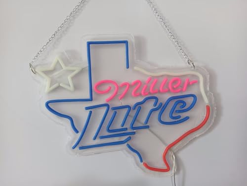 Image of New 20 inch inchx16 inch inch Millers Lite Texas Lone Stars Neon Sign Man Cave Signs Sports Bar Pub Beer Neon Lights Lamp Led Neon Light KC09