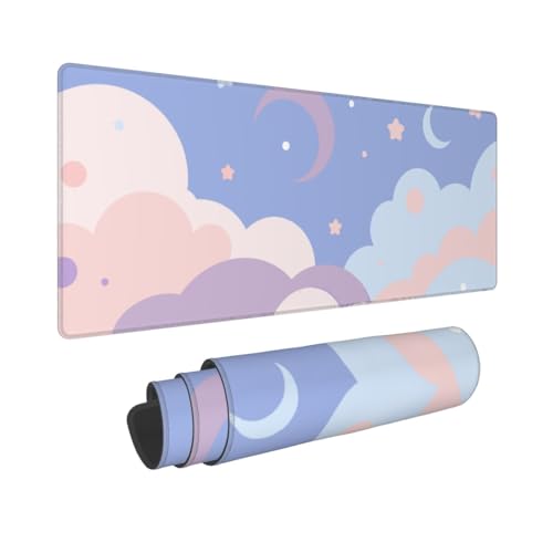 Image of Kawaii Clouds Large Gaming Mouse Pad, Extended Mousepad, Big Long Mouse Mat for Keyboard, Computer, 31.5 * 11.8 in