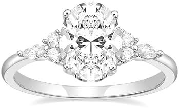 TIGRADE 3CT Engagement Ring Oval Cut Cubic Zirconia Marquise Roun...