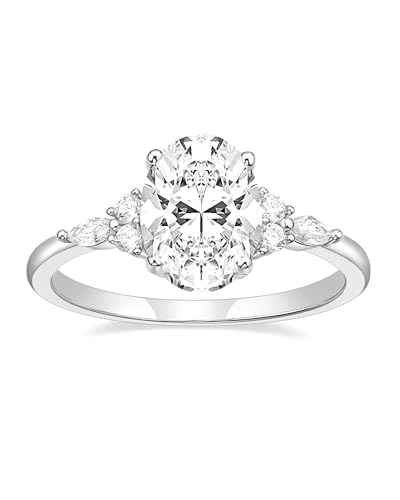 TIGRADE 3CT Engagement Ring Oval Cut Cubic Zirconia Marquise Round CZ Eternity Wedding Band for...