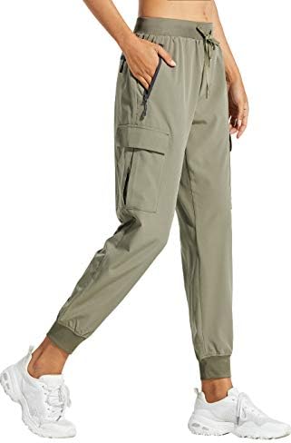 Libin Women's Cargo Joggers Lightweight Quick Dry Hiking Pants Athletic Workout Lounge Casual Outdoor, Silver Sage M