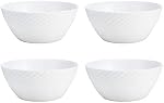 Mikasa Trellis Chine désossée 16 Ensemble de vaisselle, service pour 4, blanc