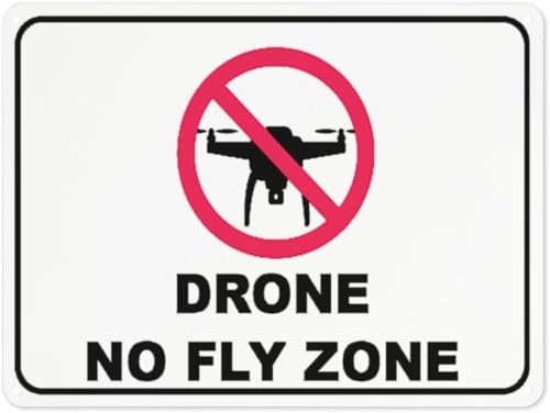 HMAEXT Warning Sign Drone NO Fly Zone, Aluminum Security Tin Road Sign, Ideal for airports Industrial Zones Private Properties, Essential no-Fly Restriction for Drones 12x8 Inch