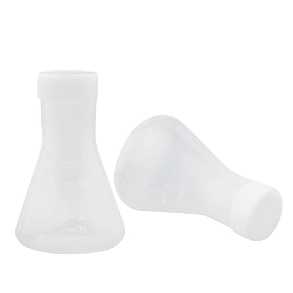 2×2 Pcs Lab Experiment Graduated PVC Conical Flask Erlenmeyer w/Cap 50mL|Business & Industrial|Business & Industrial