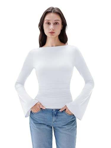 SUUKSESS Women Slim Fit Bell Sleeve Top