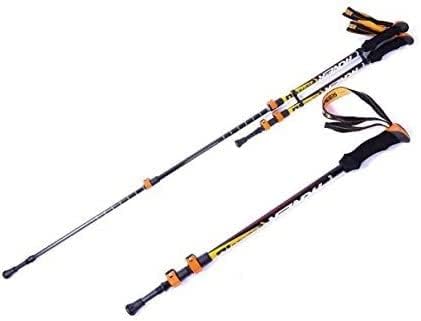 Light Adjustable Camping Hiking Walking Trekking Stick Alpenstock Carbon Fiber Climbing Skiing Trekking Pole Easy to Carry.