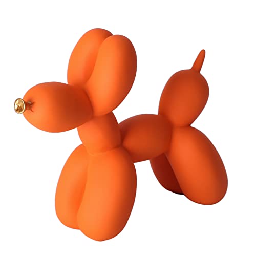 XIAOMAGG Creative Balloon Dog Sculpture Modern Home Decoration Trendy Animal Art Ornaments Collection Figurine Bedroom Living Room Office Desktop Resin Decors (Orange-Gold)