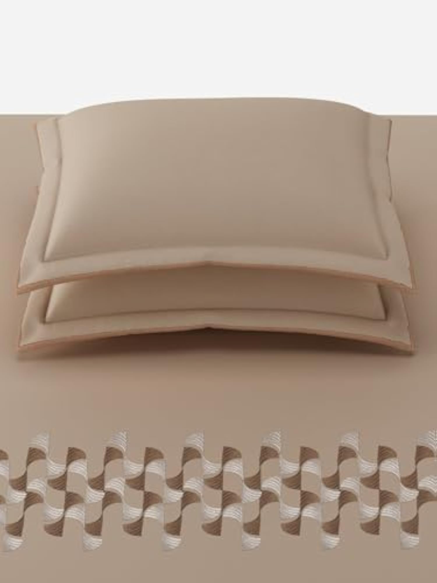 Bed Sheet Set Volute Beige Buckskin King with 2 Pillow Covers