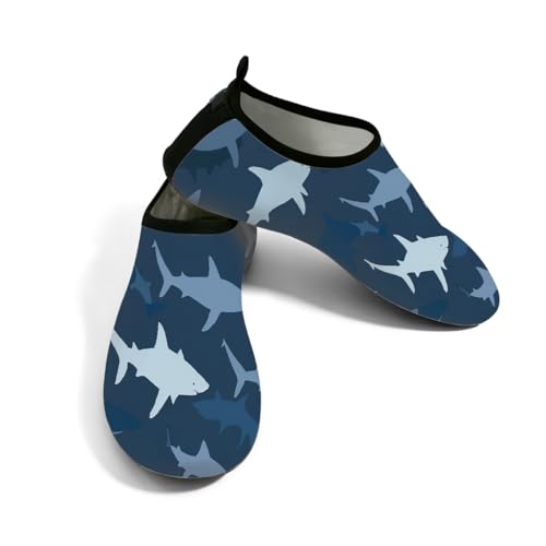 Zapatos de agua para mujer y hombre, con estampado de tiburón, zapatos de playa, calcetines de natación de secado rápido, Estampado de tiburón de dibujos animados, 42/42.5 EU