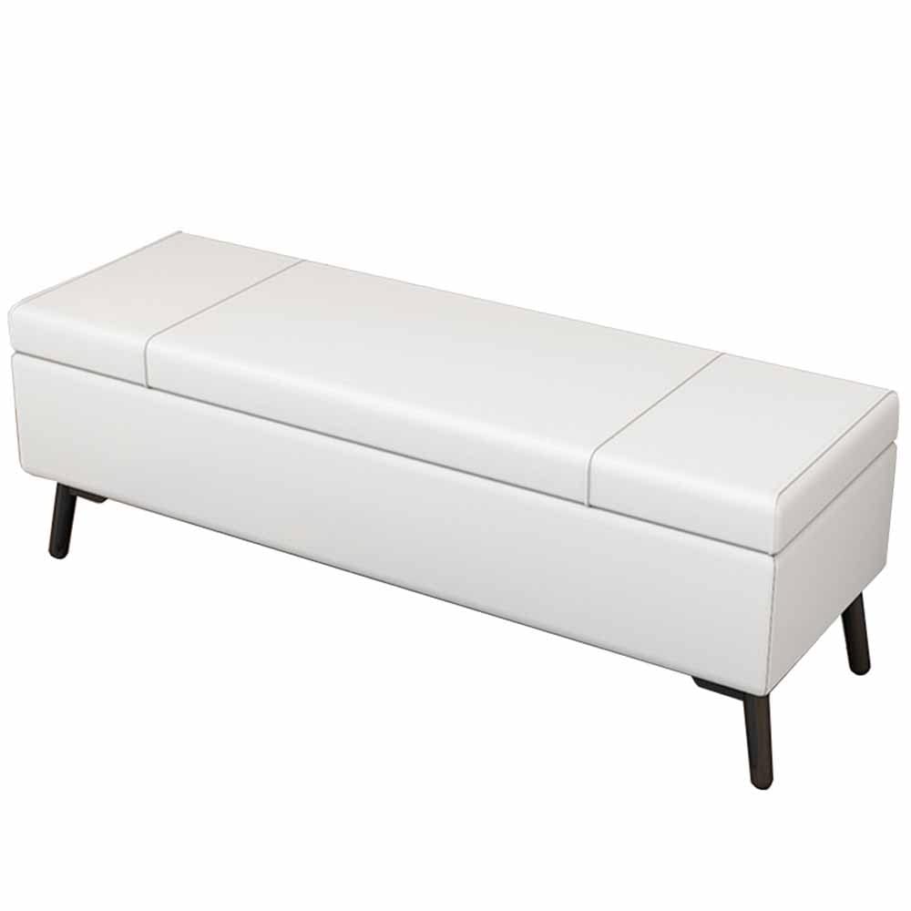 Tabouret d'entrée pliable avec rangement en similicuir blanc banc gain de place 150kg