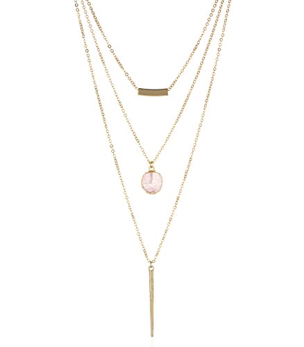 INPINK Fashion Jewelry Faux Geode Spike Layered Pendant Necklace