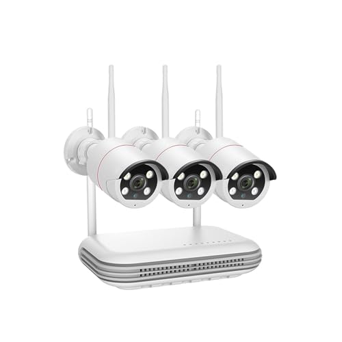 Sistemas de cámaras CCTV, de cámaras de Seguridad de 5MP, protección bidireccional for el hogar, cámara IP inalámbrica, Kit NVR, cámara de videovigilancia(3 Camera Set)