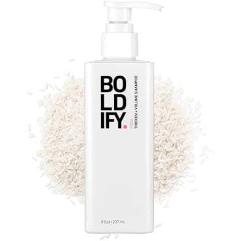 Boldify Thickening Shampoo - Rice Water Shampoo for Hair Growth, Thinning Hair & Oily Hair and Volumizing Shampoo for fine Hair, Weightlessly Removes Excess Oil - 8oz Cover