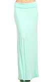 Women's Stylish Spandex Comfy Fold-Over Flare Long Maxi Skirt Made in USA