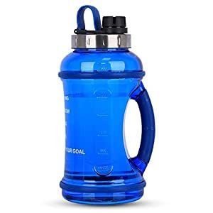 Gourde de sport pour fitness et musculation grand goulot bleue 2,2L