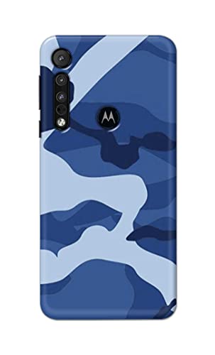 Image of Printed Hard Back Cover Case for Motorola One Macro Back Cover (Army Blue Pattern) -1302