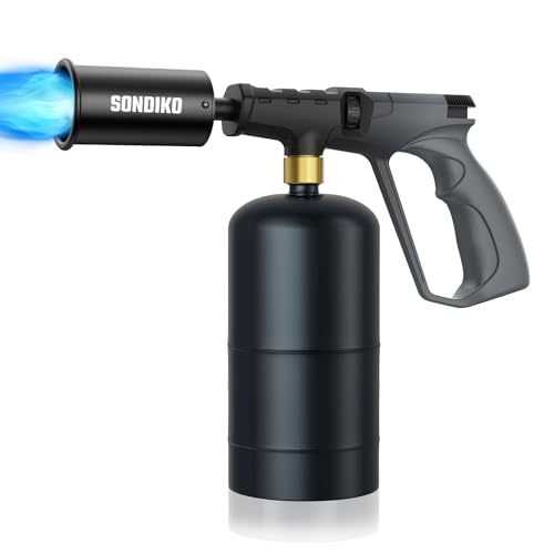 Image of Sondiko Powerful Propane Torch Gun, Cooking Torch for Sous Vide, Charcoal Starter and Steak Searing, Adjustable Kitchen Torch, Best for Outdoor BBQ Party and Camping, Gray & Black(Tank Not Included)