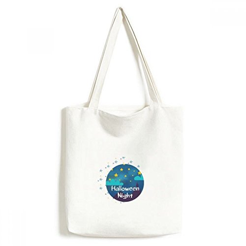 Sac de shopping en toile lavable motif ciel de nuit pour Halloween 33x40cm