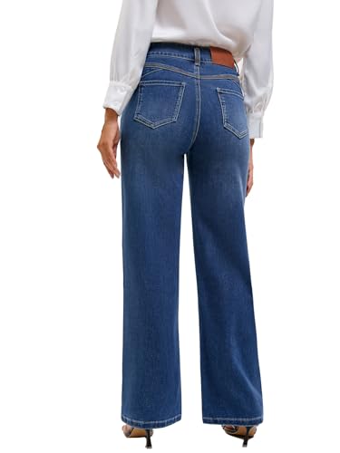 Women's High Waisted Wide Leg Jeans - Stretchy Tummy Control Denim Pants, Loose Fit Straight Leg Baggy Jeans2