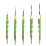 Xynovate 5 Piezas Plumas de Arte de Uñas, Pinceles para Uñas Fino Decoracion Nail Art, Uñas Semipermanentes, Francesa, DIY Nail Art Design(7/9/11/15/25 mm,Verde)