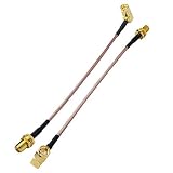 BOOBRIE 2 X Câble SMA Femelle à SMA Mâle à Angle Droit Câble SMA RG316 15CM Câble d'Antenne WiFi Câble SMA Mâle 90 Degrés Connecteur SMA Femelle de Cloison pour Antenne mobile/Antenne WiFi, etc.