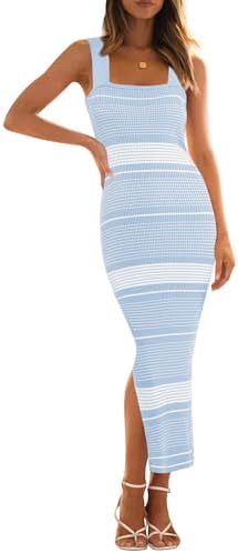 MEROKEETY Womens Spring Summer Bodycon Midi Dress 2026 Beach Vaca...