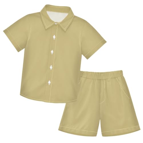 Image of 3T Toddler Boy Shorts Set Black Hawaiian Button Down Shirts Summer Outfits for Little Boy