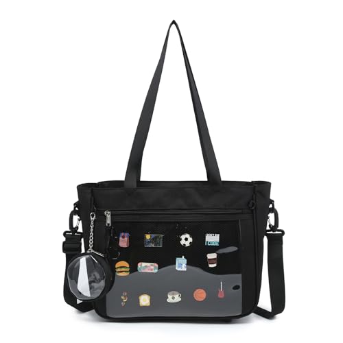 CHERRY SAUCE Tote bag Ita Bag Canvas Crossbody Shoulder Bag Backpack Kawaii Purses and Handbags with Pin Display