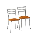 Silla de cocina tapizada ASTIMESA SCRRNA Dos sillas de Cocina, Metal, Naranja, Altura de Asiento 45 cms